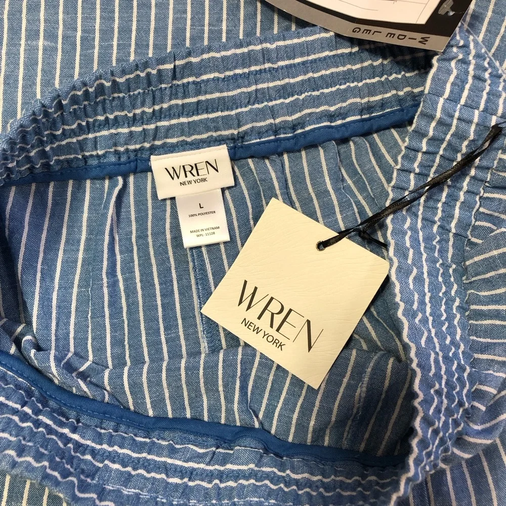 Wren Women’s Light Blue Striped Vest & Wide-Leg Pants Set
